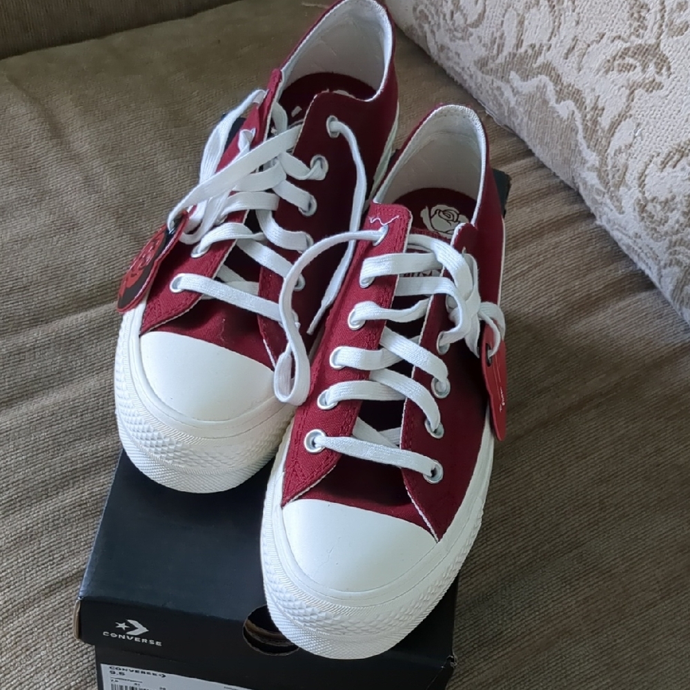 Converse Burgundy and White Canvas Shoes